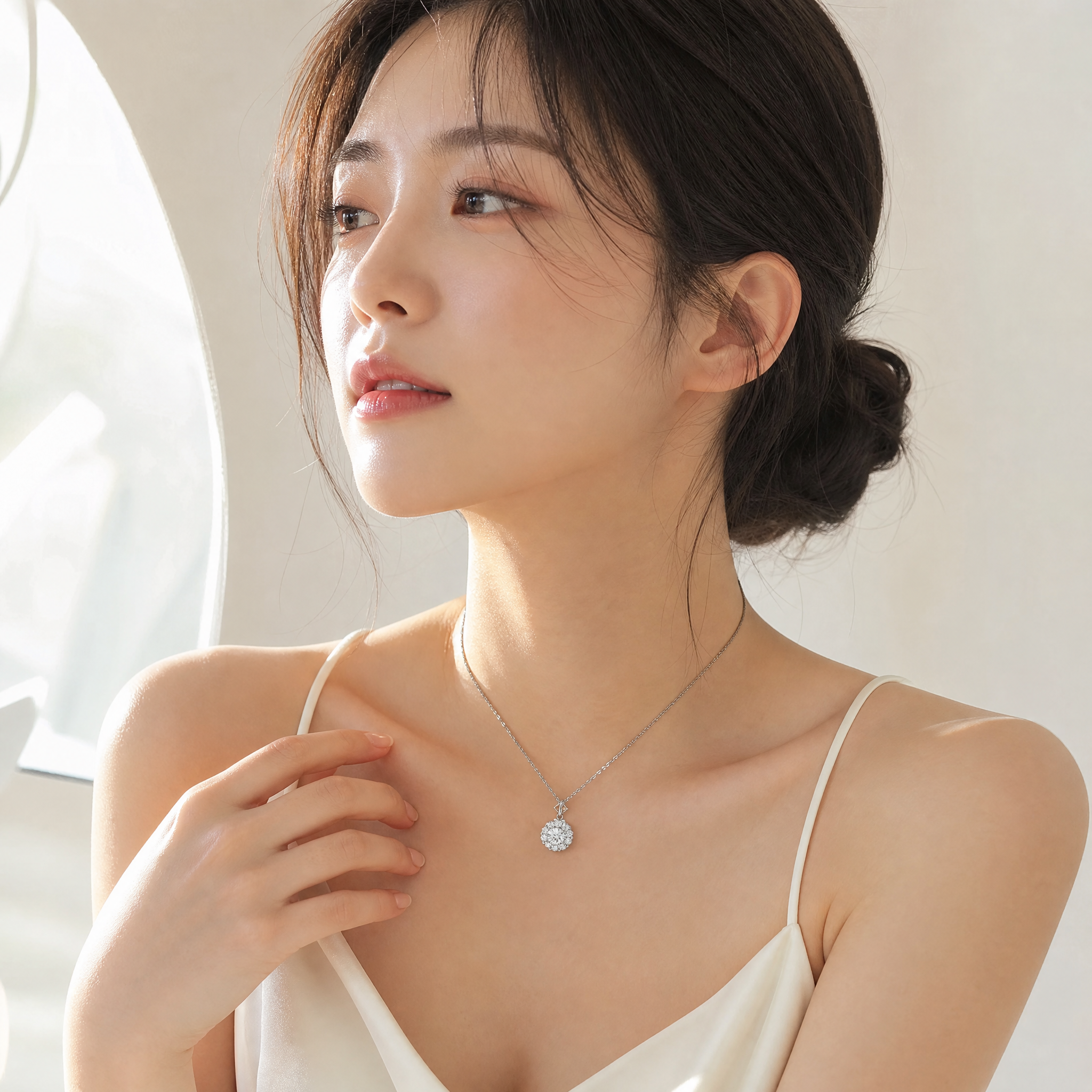 가든 플라워 모이사나이트 목걸이